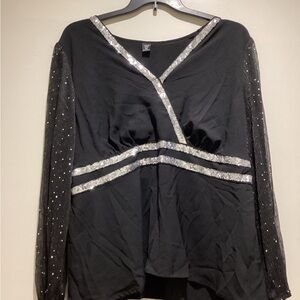 SHEIN Black Top with Silver Sequin Accents